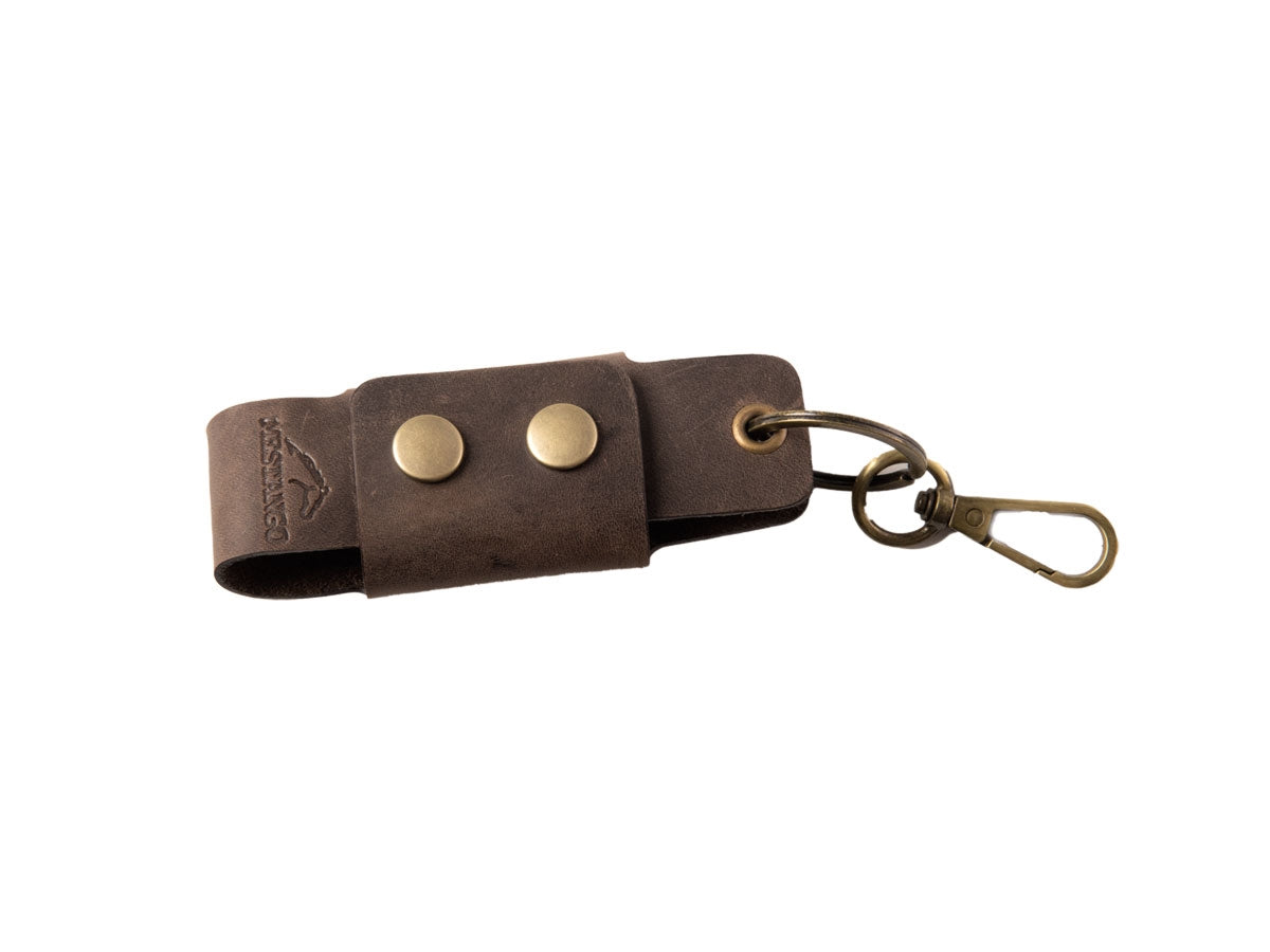 Portachiavi Mestango Shadows 2226 in cuoio marrone artigianale, 10x4 cm