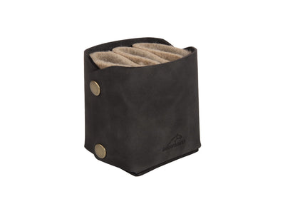 Portapenne Mestango 2221 in cuoio nero artigianale, 7x7x9h cm