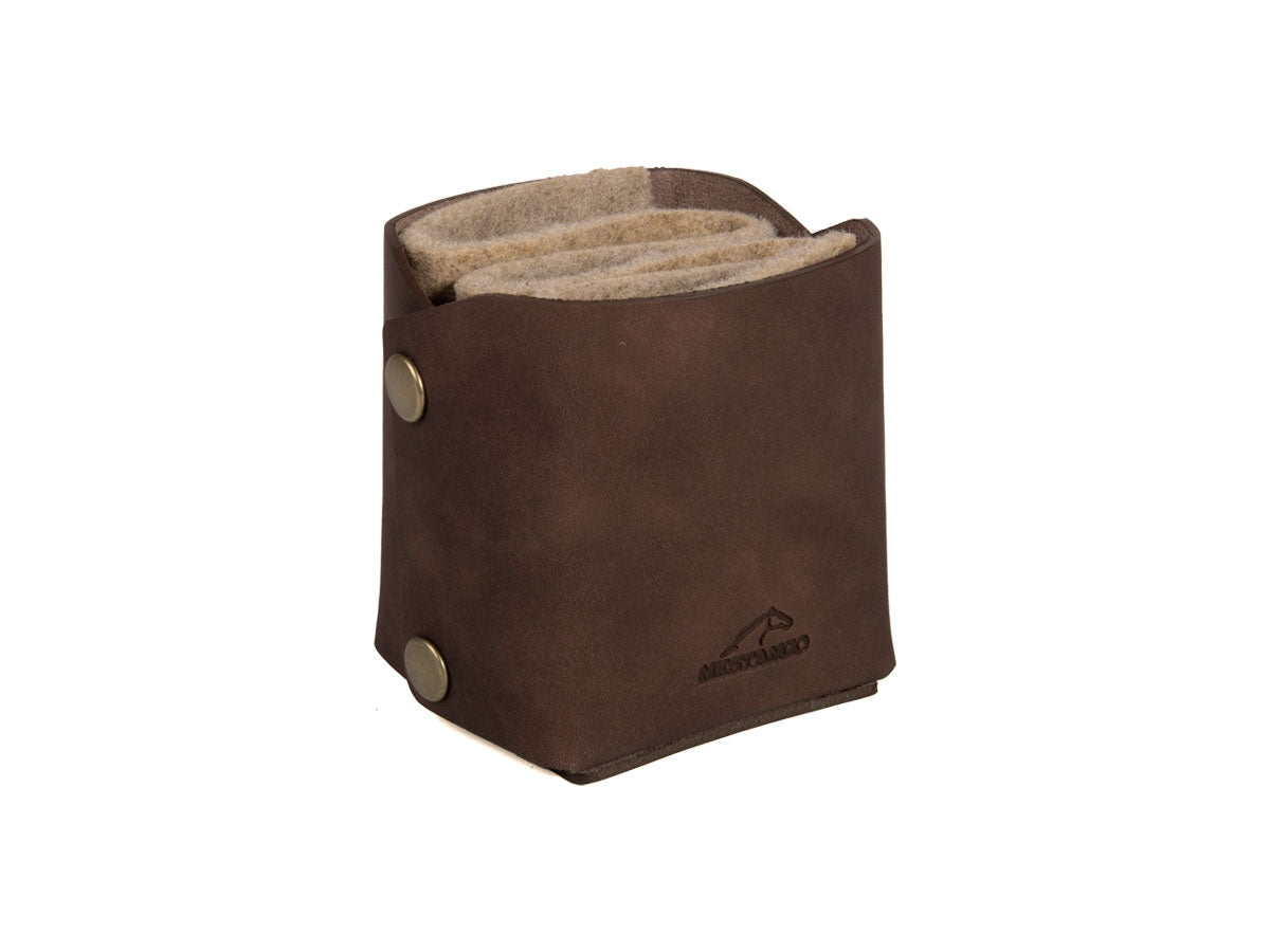Portapenne Mestango 2221 in cuoio marrone artigianale, 7x7x9h cm