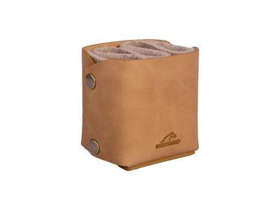 Portapenne Mestango 2221 in cuoio beige artigianale, 7x7x9h cm