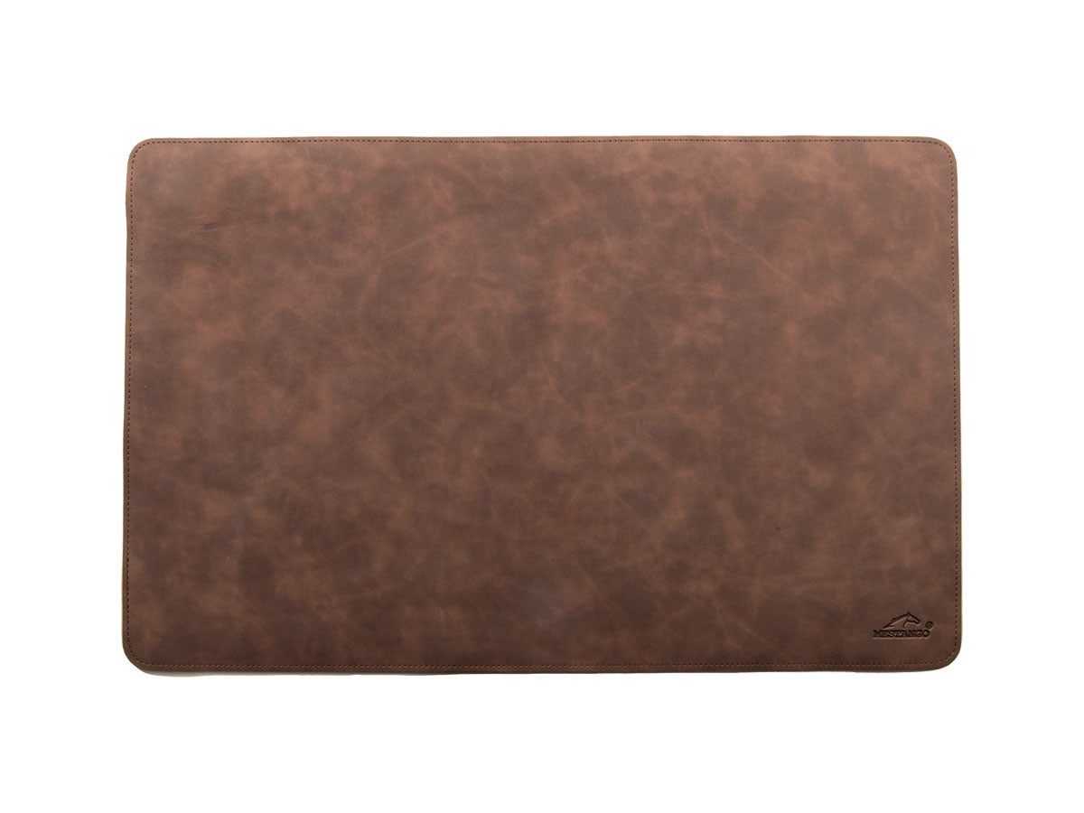 Sottomano da scrivania Mestango 2220 in cuoio marrone artigianale, 55x35 cm