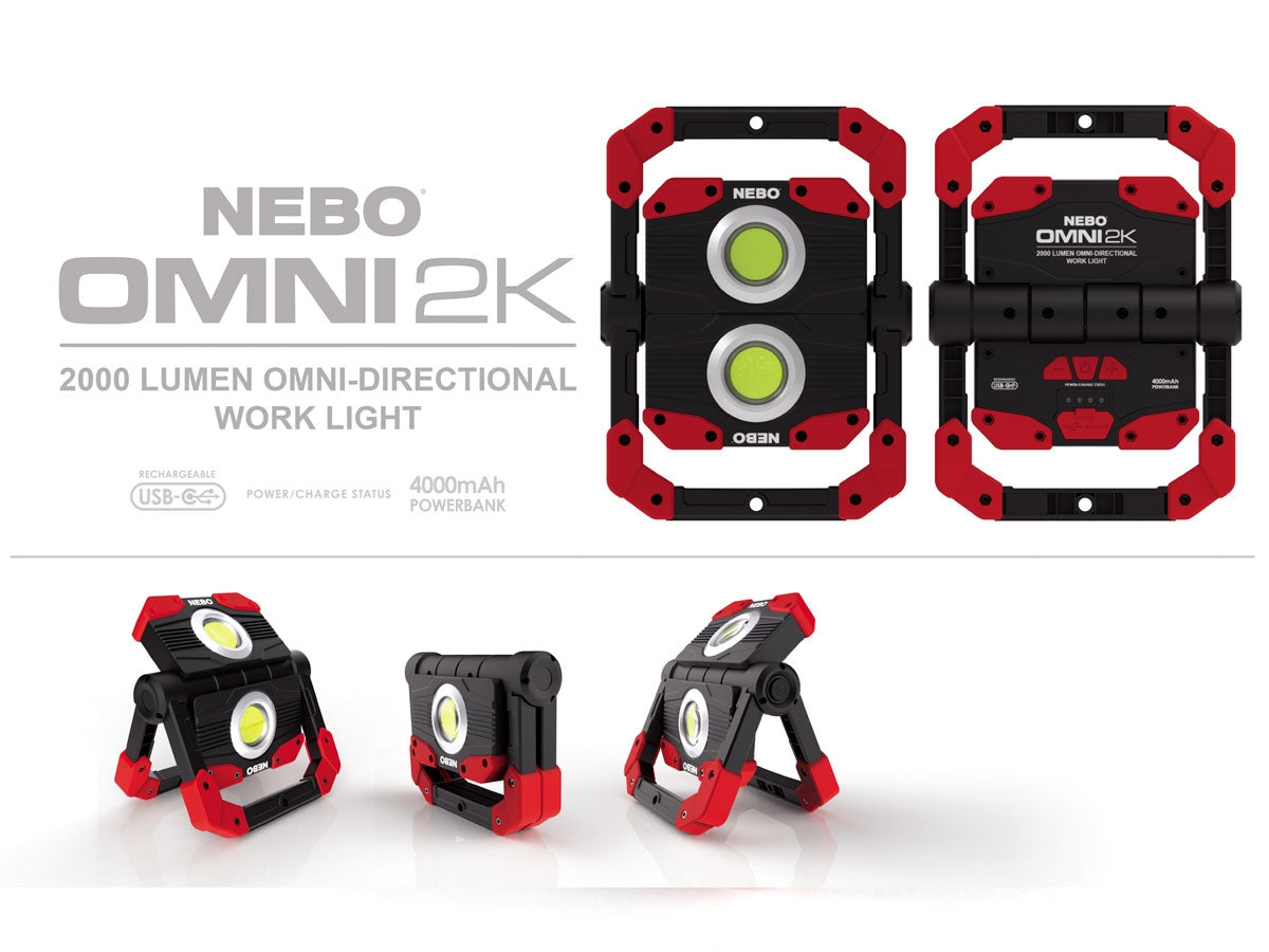 NEBO OMNI 2K 2000 lumen COB LED - illuminazione laterale 360 gradi
