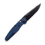 Dettaglio lama drop point Sleipner DLC ANV A100 BB GRN blu pulsante ANV