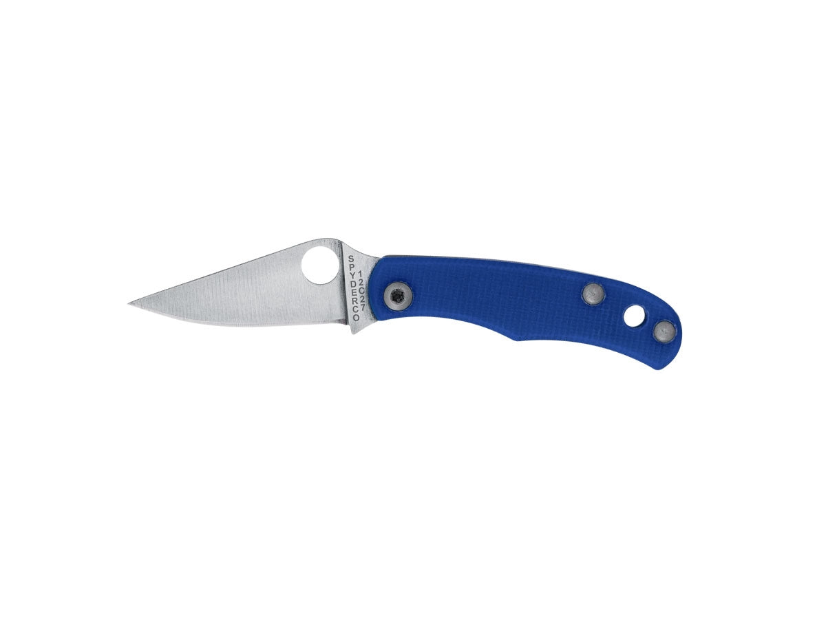 Spyderco Bug C133GBLP slipjoint lama 3Cr13, manico G-10 blu con Trademark Round Hole, portachiavi