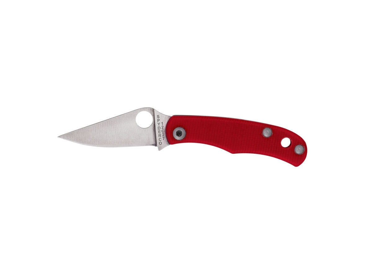 Spyderco Bug C133GRDP slipjoint lama 3Cr13, manico G-10 rosso con Trademark Round Hole, portachiavi