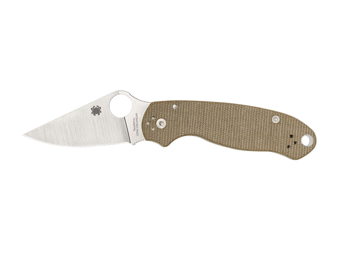 Spyderco Para 3 C223MPCW guancette canvas Micarta marrone, lama CPM CRU-WEAR Sprint Run