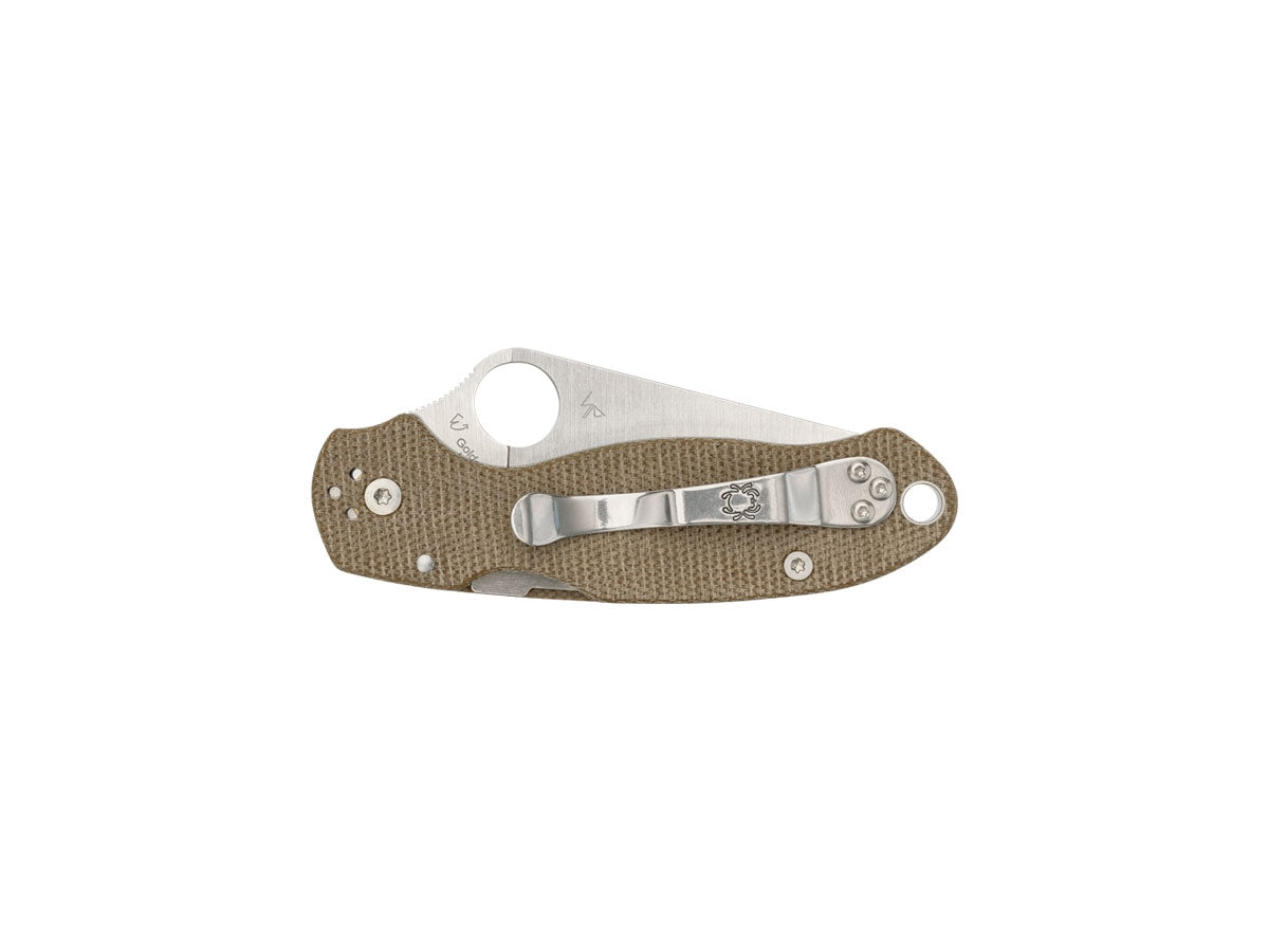 Spyderco Para 3 C223MPCW dettaglio CruCarta canvas Micarta e lama CPM CRU-WEAR