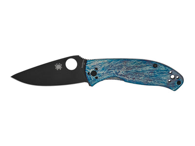 Spyderco Tenacious C122TIBLBKD2P manico titanio finitura Disarray, lama D2 nera