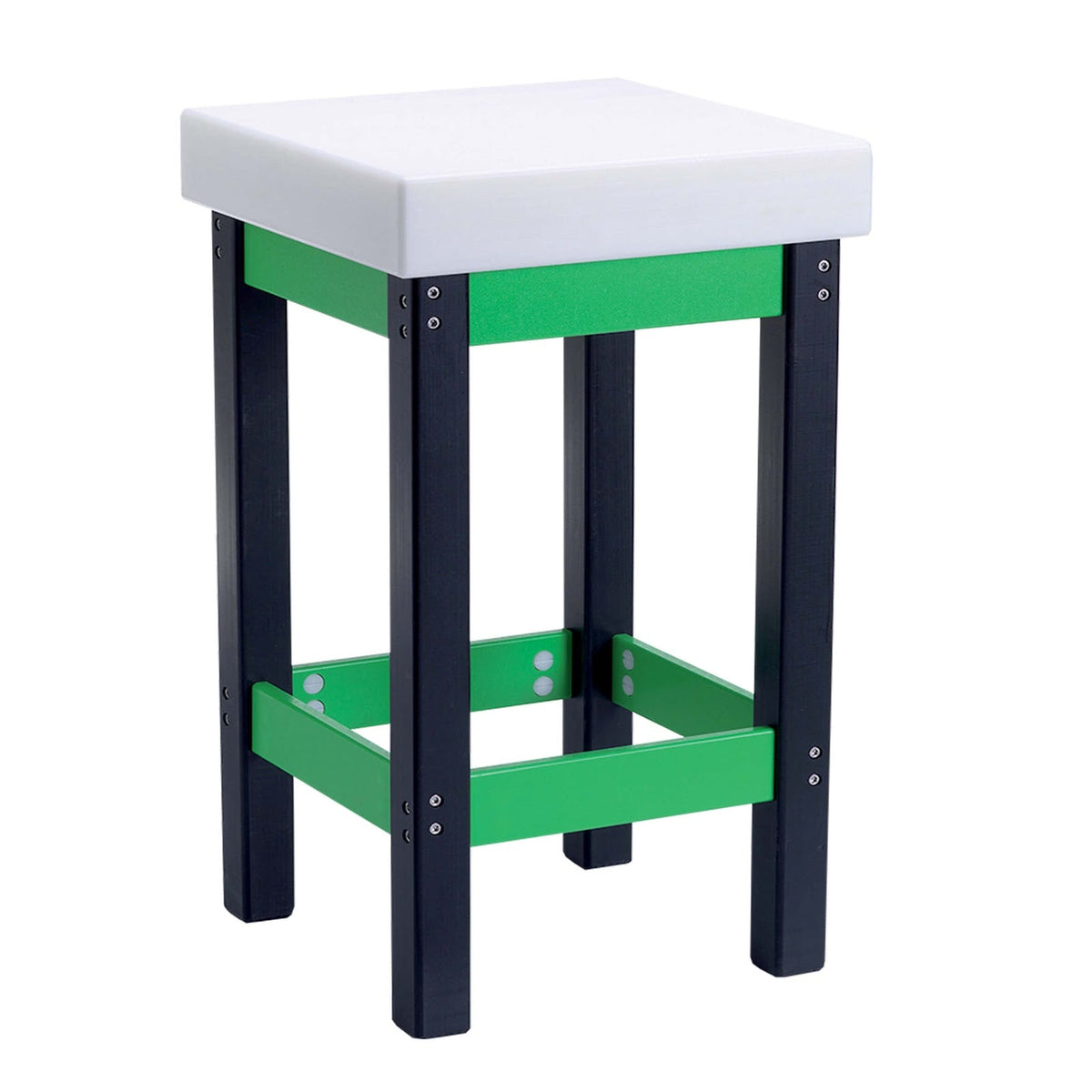 Ceppo in Polietilene 50x50 cm H 8 con Sgabello Inox H 85 cm