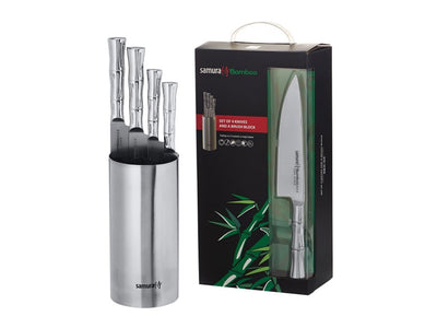 Samura Bamboo Knife Block + SET4PZ (CUOCO-AFFETTARE-FILETTARE-SPELUCCHINO)SBA-05 - foto 2