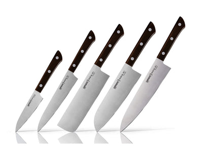 Samura Harakiri Set 5(SPELUCCHINO-CUOCO-FILETTARE-SANTOKU-NAKIRI)Black SHR-0250B