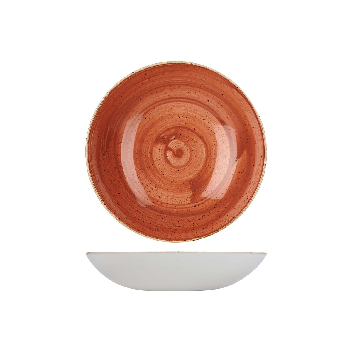 Churchill Stonecast Arancio Mattone Puntinato Piatto Fondo Ø 24,8 cm 12 Pezzi
