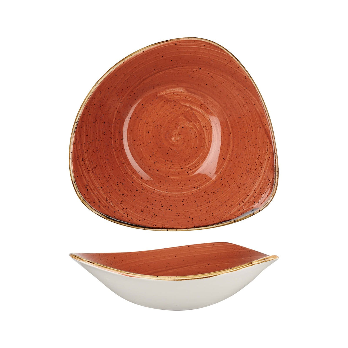 Churchill Stonecast Arancio Mattone Puntinato Piatto Fondo Triangolare Ø 23,5 cm 12 Pezzi