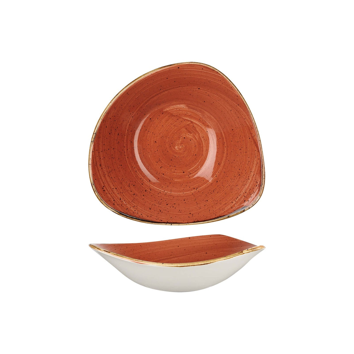 Churchill Stonecast Arancio Mattone Puntinato Piatto Fondo Triangolare Ø 18,5 cm 12 Pezzi