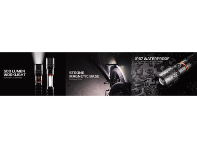 NEBO SLYDE KING 2K Black Line - base magnetica, IP67, impugnatura gommata, Direct-to-Red
