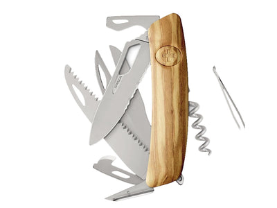 Swiza SH09TR Am Saw & Scissors Wavy Edge Wood Olive (KST.0136.6310)
