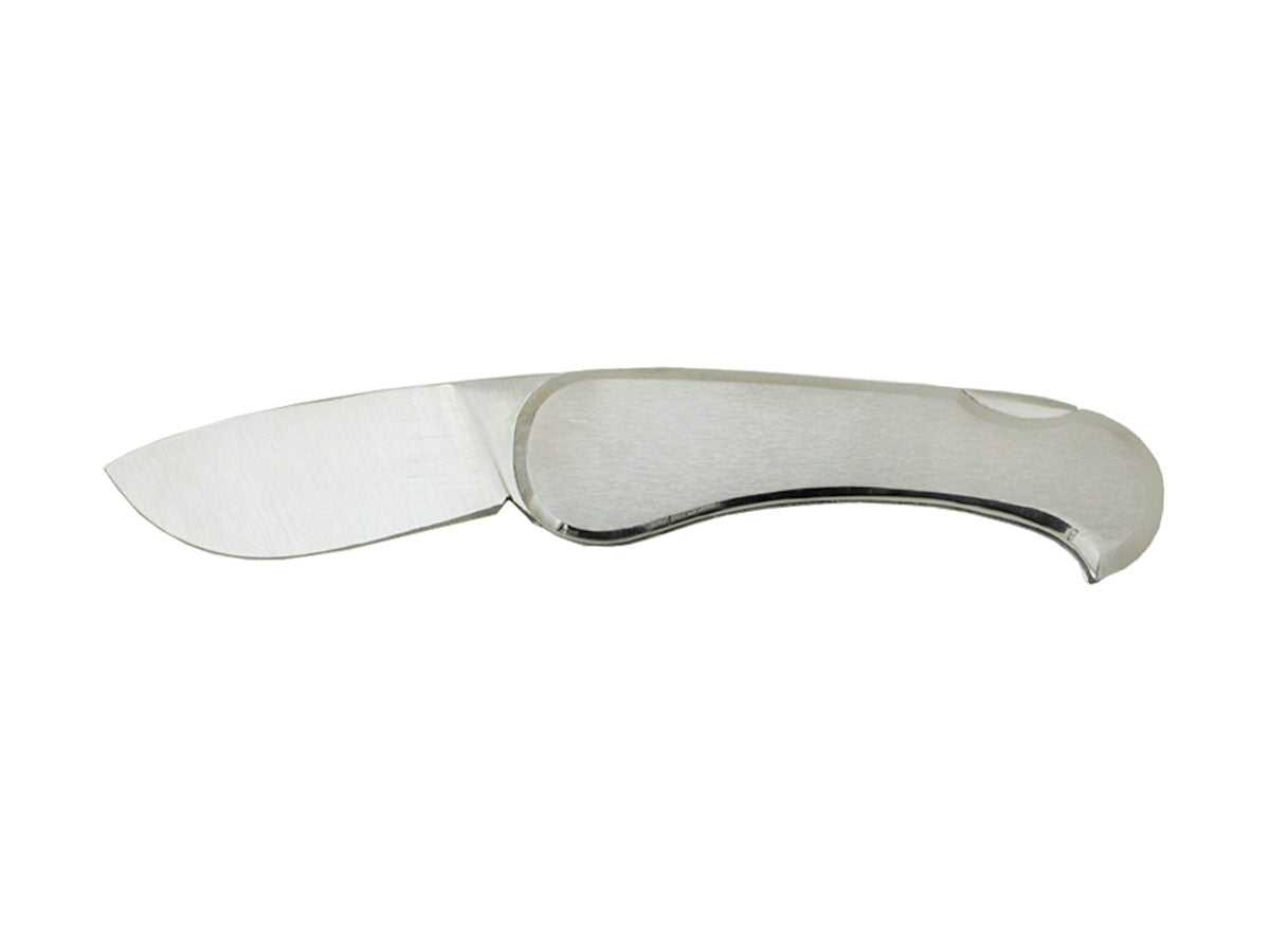 Coltello folding Canoa Cem 449 medium manico acciaio stainless steel, 13,5 cm, Back Lock, Made in Italy