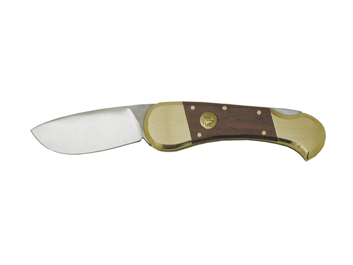 Coltello folding Canoa Cem 449 medium manico legno e ottone, stainless steel, 13,5 cm, Back Lock, Made in Italy