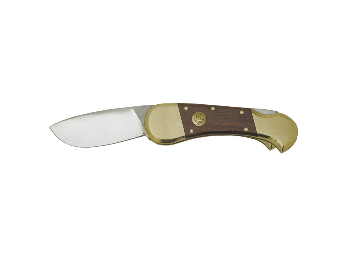 Coltello folding Canoa Cem 450 small manico legno e ottone, stainless steel, 11 cm, Back Lock, Made in Italy