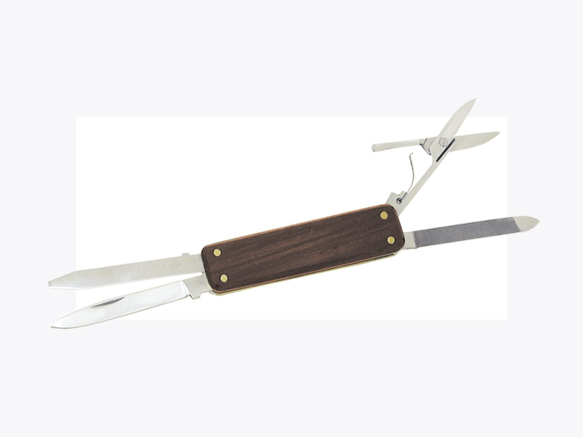 Coltello folding Cem 1080 4 attrezzi manico legno, stainless steel, 16 cm, 38 gr, Made in Italy