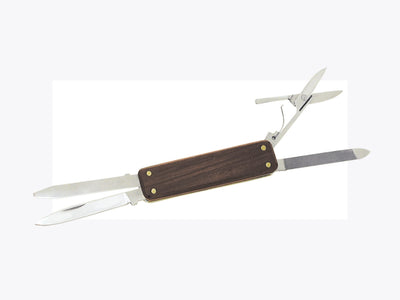 Coltello folding Cem 1080 4 attrezzi manico legno, stainless steel, 16 cm, 38 gr, Made in Italy