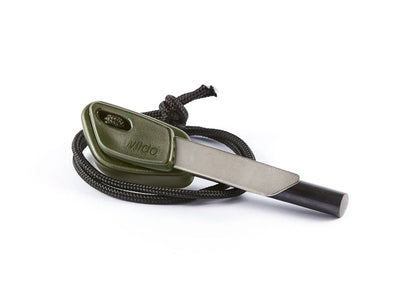 Wildo FIRE FLASH STARTER LARGE olive green asta ferrocerium raschietto stainless steel 11,1 cm Made in Sweden