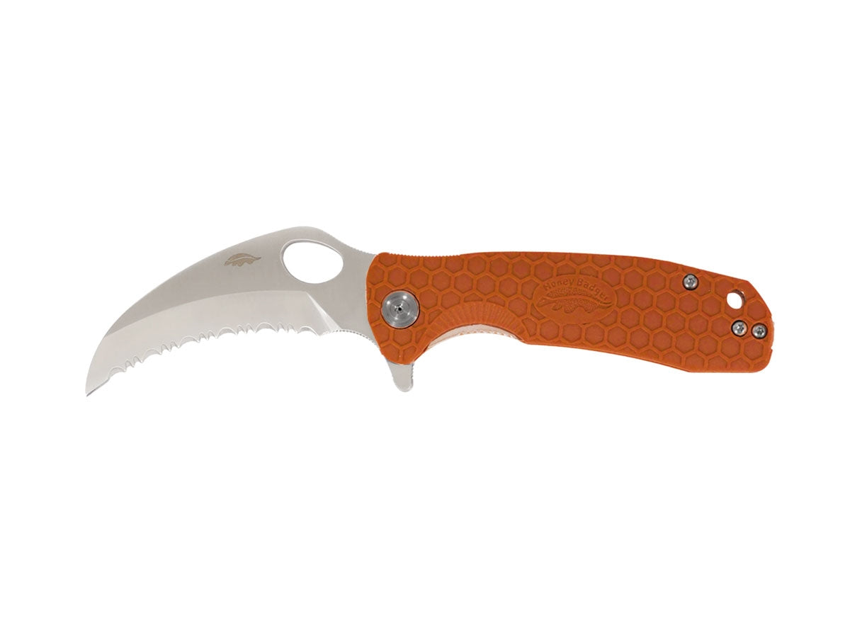 Honey Badger HB1136 Claw Medium Serrated Orange