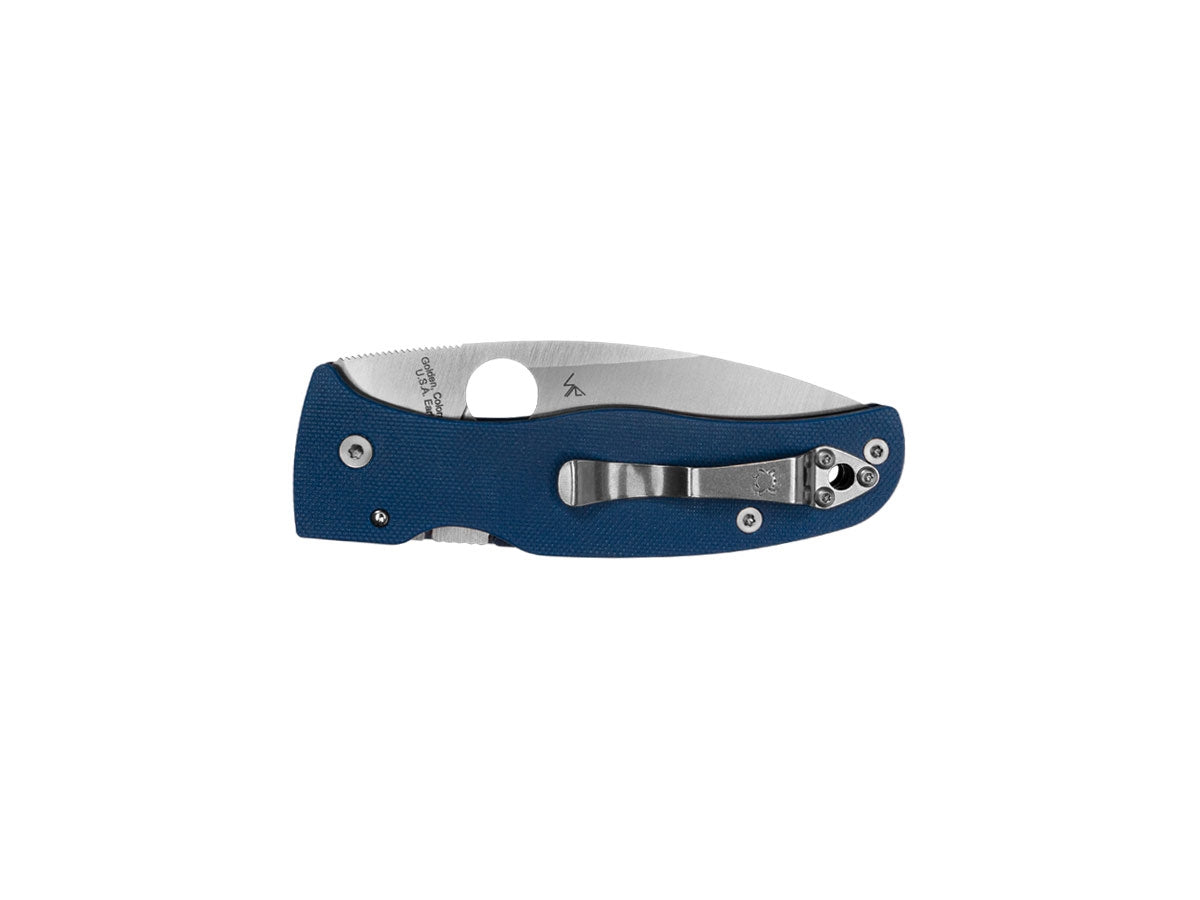 Spyderco Bodacious C263GPCBL dettaglio lama CPM SPY27 e G-10 blu cobalto con Compression Lock
