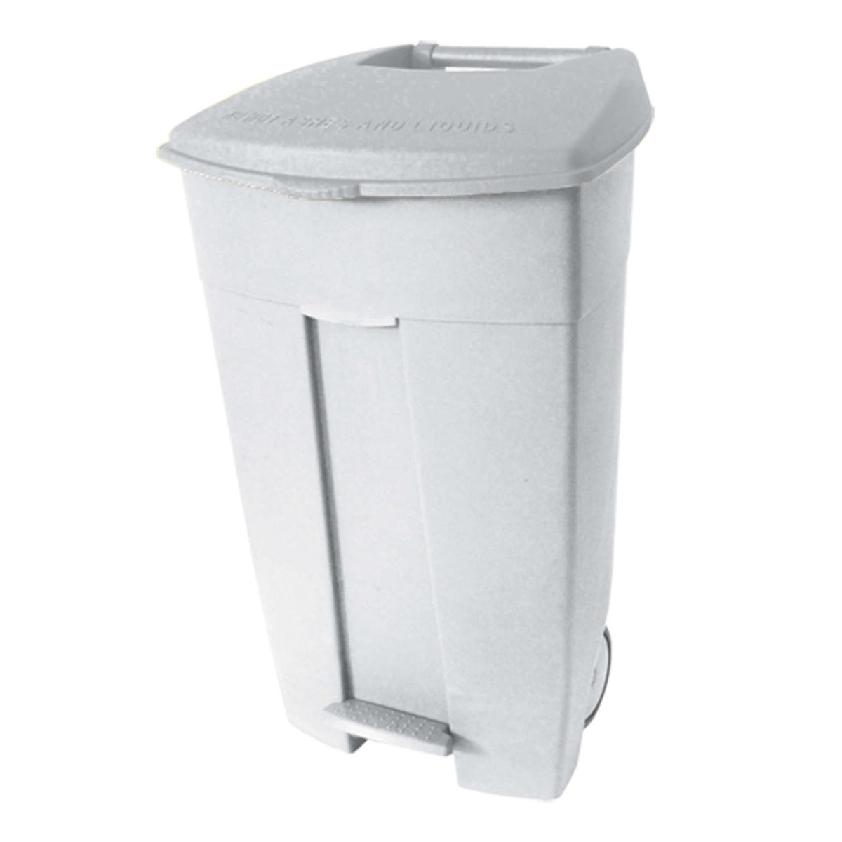Bidone Polietilene con Pedale e Ruote 120 Litri Coperchio Bianco