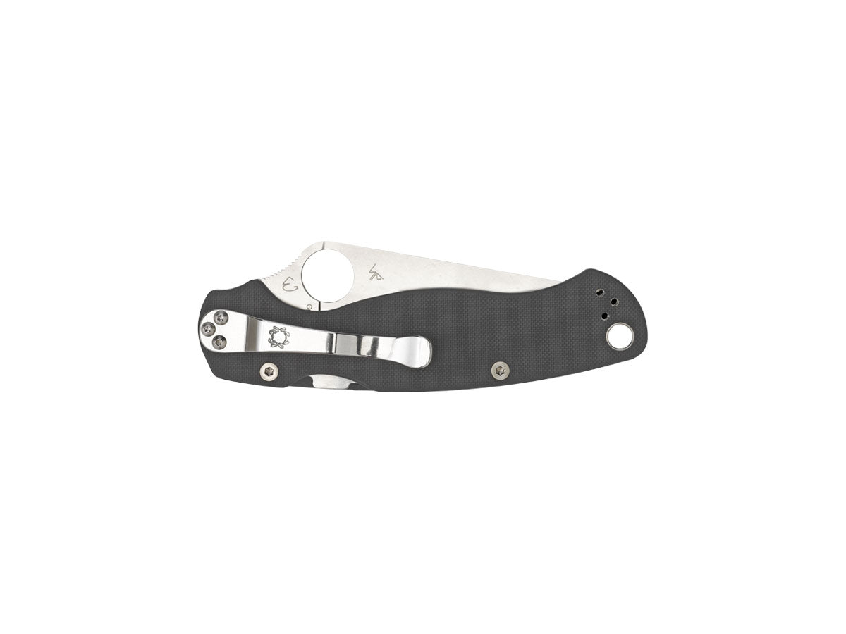 Spyderco Para Military 2 C81GPDGY2 dettaglio lama Maxamet estrema durezza e G-10 grigio