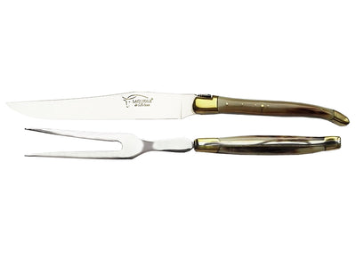 Laguiole Set Arrosto 2 Pz Manico Corno
