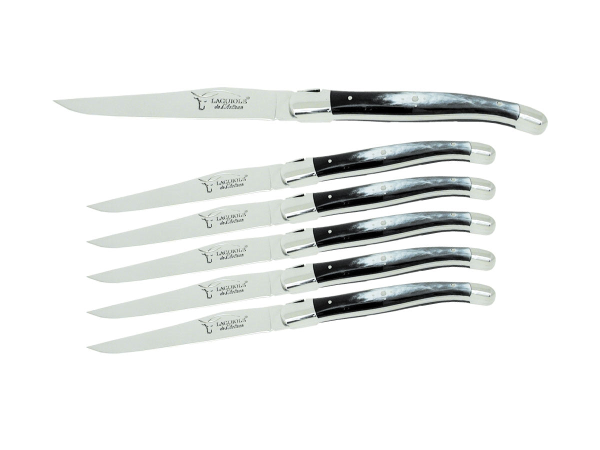 Laguiole Set Coltello Tavola 6 Pz Manico Corno