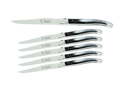 Laguiole Set Coltello Tavola 6 Pz Manico Corno