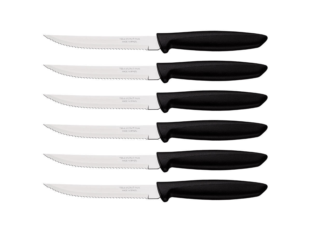 Tramontina Plenus Set 6 Pz Carne Dentato (Meat Knife serr) Cm.12 23498/054 Black