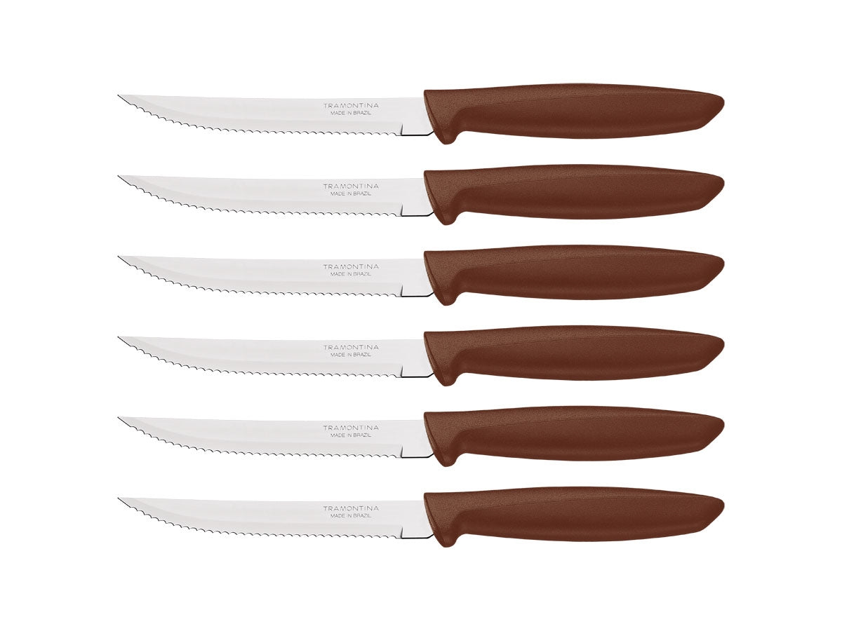 Tramontina Plenus Set 6 Pz Carne Dentato (Meat Knife serr) Cm.12 23498/454 Brown