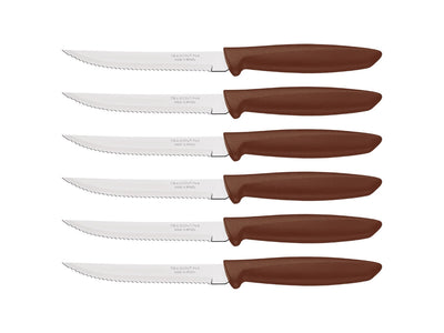 Tramontina Plenus Set 6 Pz Carne Dentato (Meat Knife serr) Cm.12 23498/454 Brown