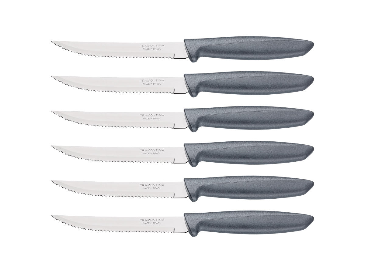 Tramontina Plenus Set 6 Pz Carne Dentato (Meat Knife serr) Cm.12 23498/654 Grey