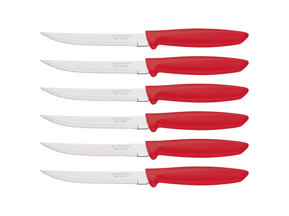 Tramontina Plenus Set 6 Pz Carne Dentato (Meat Knife serr) Cm.12 23498/754 Red