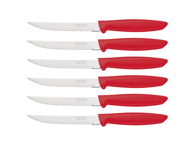 Tramontina Plenus Set 6 Pz Carne Dentato (Meat Knife serr) Cm.12 23498/754 Red