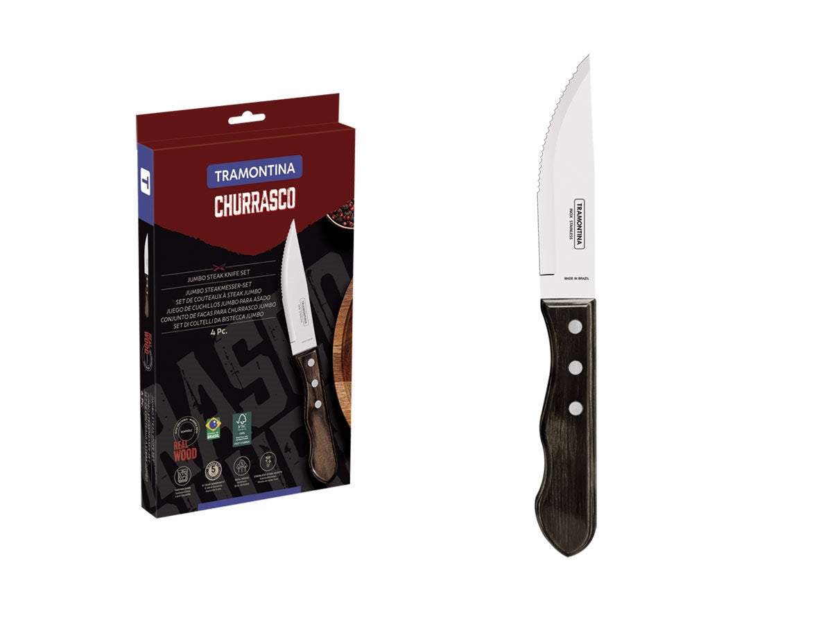 Tramontina Polywood Fsc Set Carne/Bbq 4 Pz 29899/151 Brown