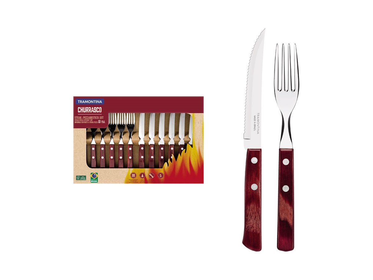 Tramontina Polywood Fsc Set Posate Carne/Bbq 12 Pz 29899/219 Red