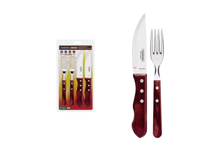Tramontina Polywood Fsc Set Posate Carne/Bbq 4 Pz 29899/162 Red