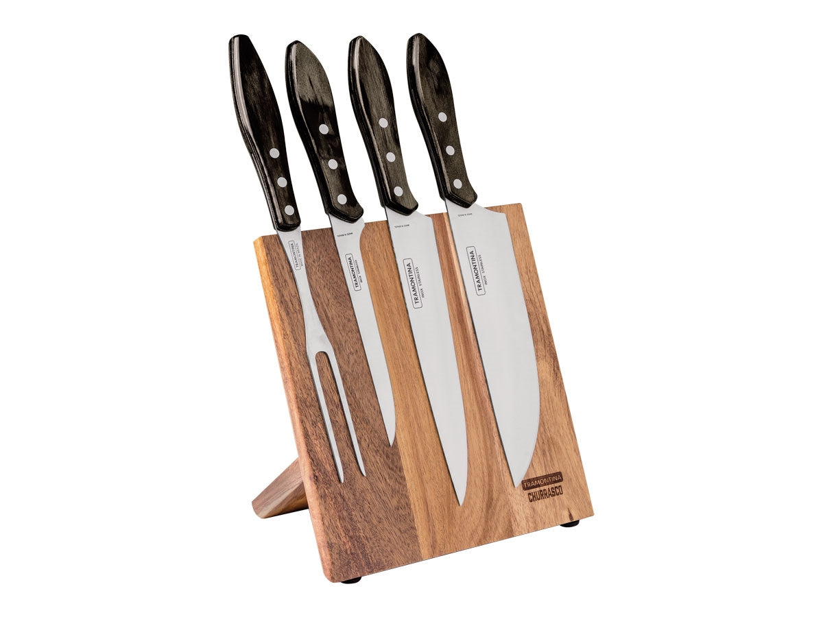 Tramontina Polywood Fsc Set Utensili Bbq Supporto Magnetico 5 Pz 21198/981 Brown