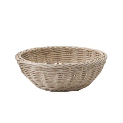 Cestino Pane Tondo in Vimini Plastificato Tortora Ø 20 cm H 6,5 cm