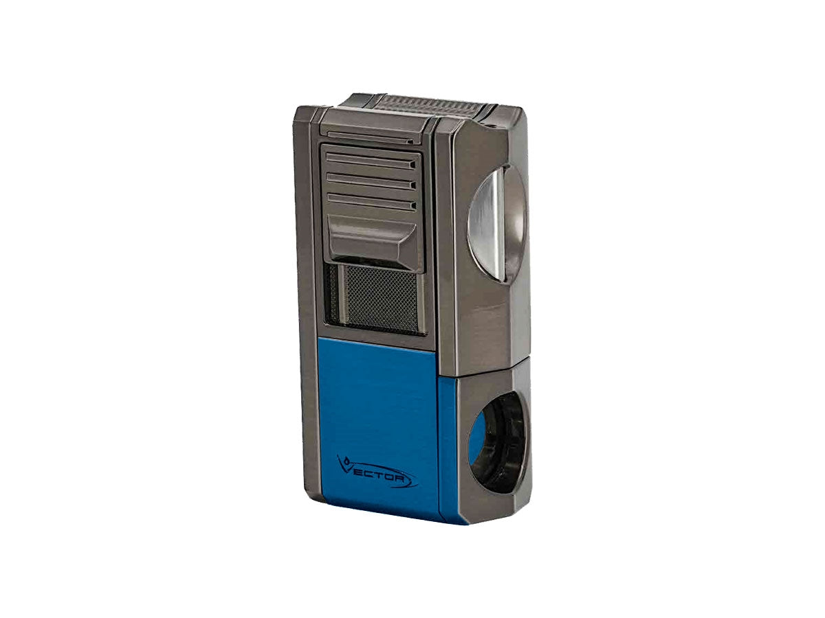 Vector Thor accendisigari jet tagliasigari V rotante metal blue rubber