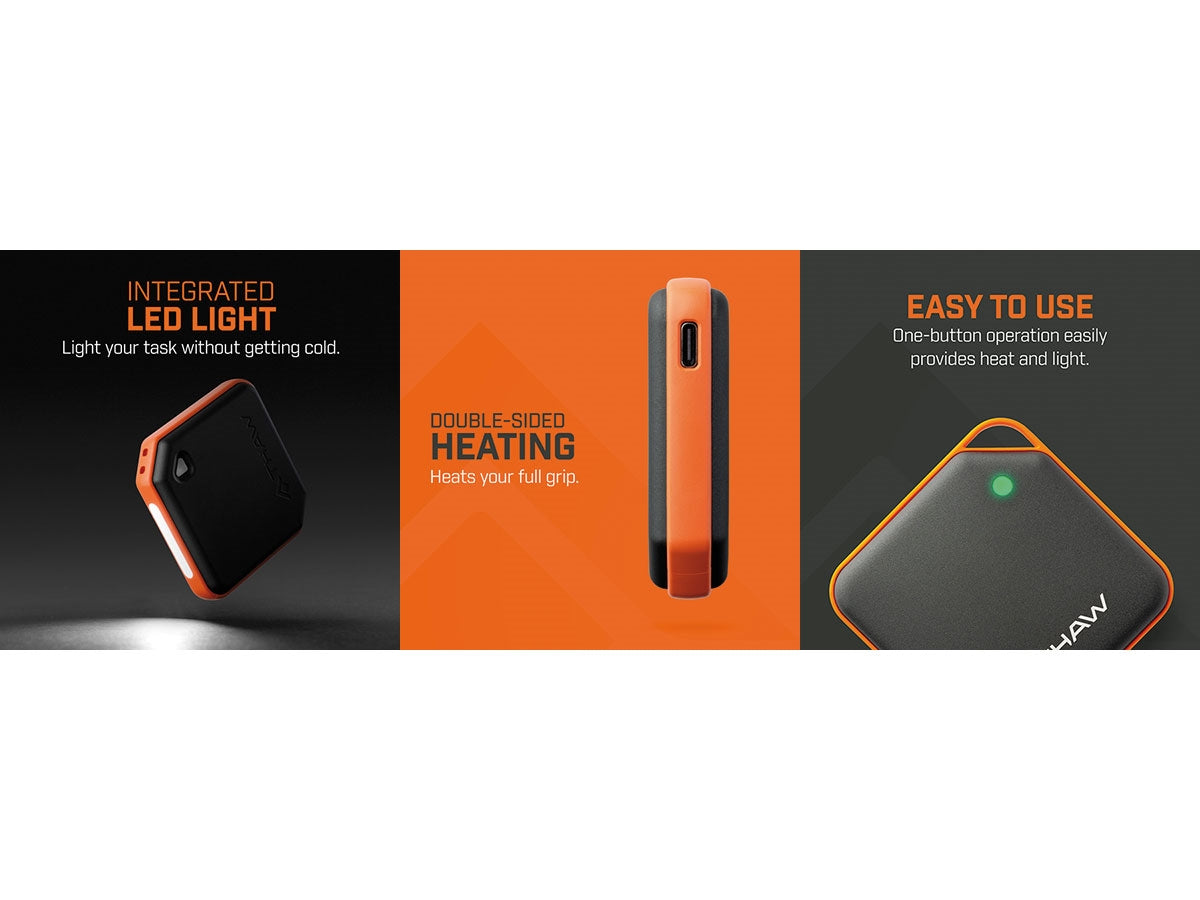 Thaw scaldamani LED 2K pack 2 dettaglio funzioni e pulsante