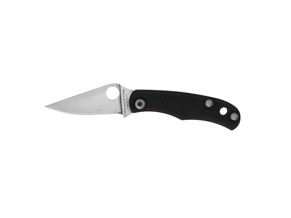 Spyderco Bug C133GBKP slipjoint lama 3Cr13, manico G-10 nero con Trademark Round Hole, portachiavi