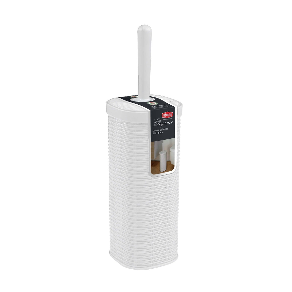 Portascopino WC Bianco con Scopino 11,5x11,5 cm H40