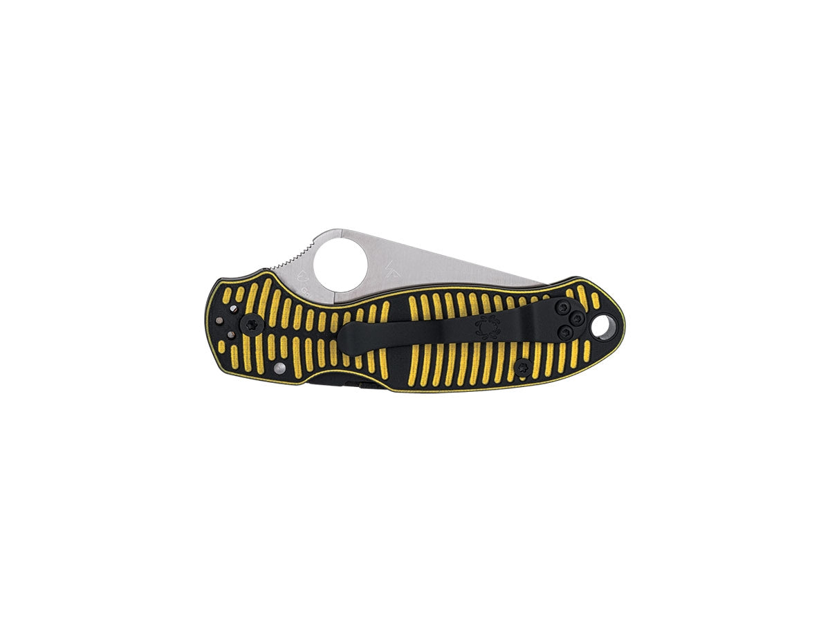 Spyderco Para 3 Salt C223GBKYLMCP dettaglio G-10 bicolore giallo e nero con DLC