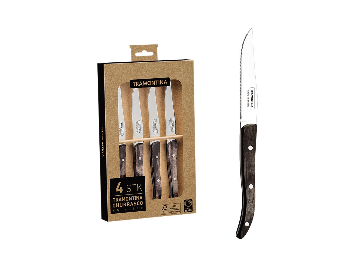 Tramontina Polywood Fsc Set Carne/Bbq 4 Pz 29899/215 Brown